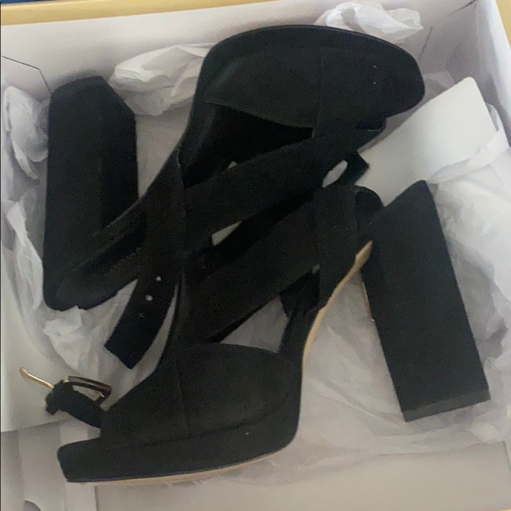 Michael Kors swede shield wedges.
